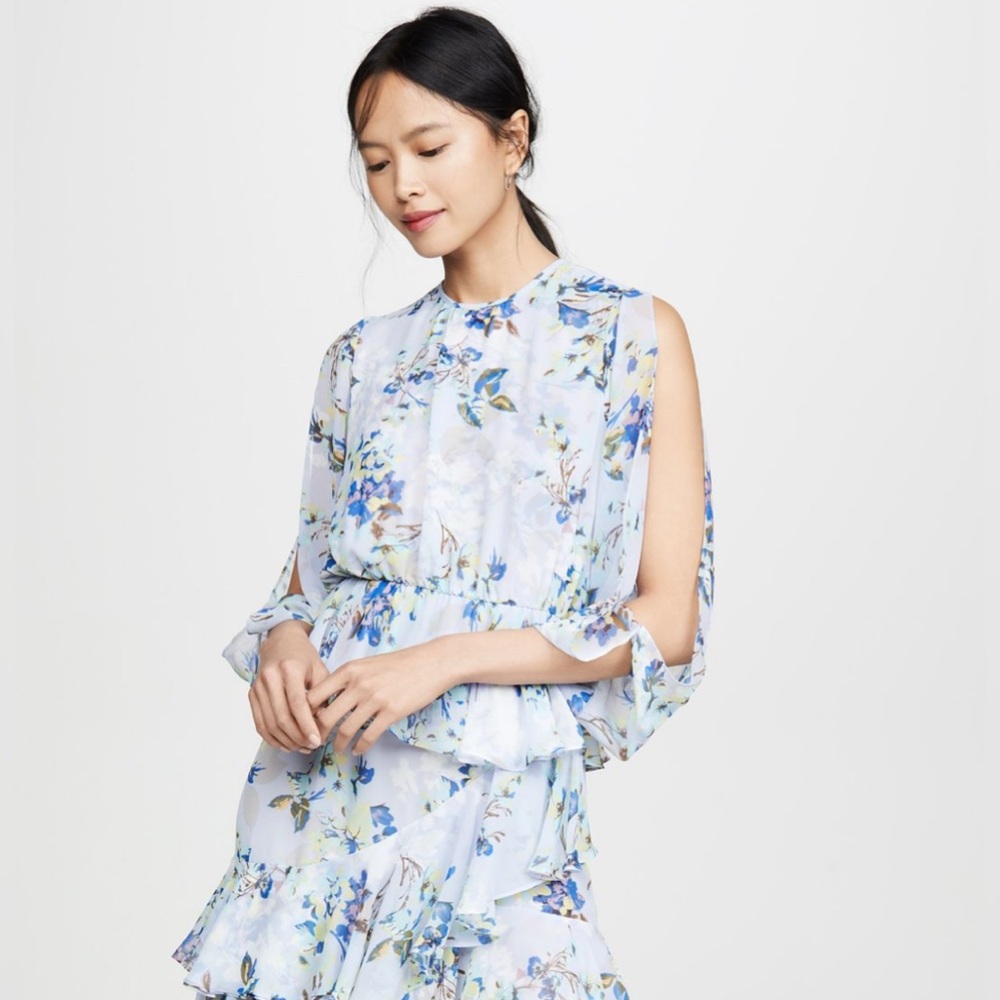 Misa Los Angeles Floral Blue Maxi Dress